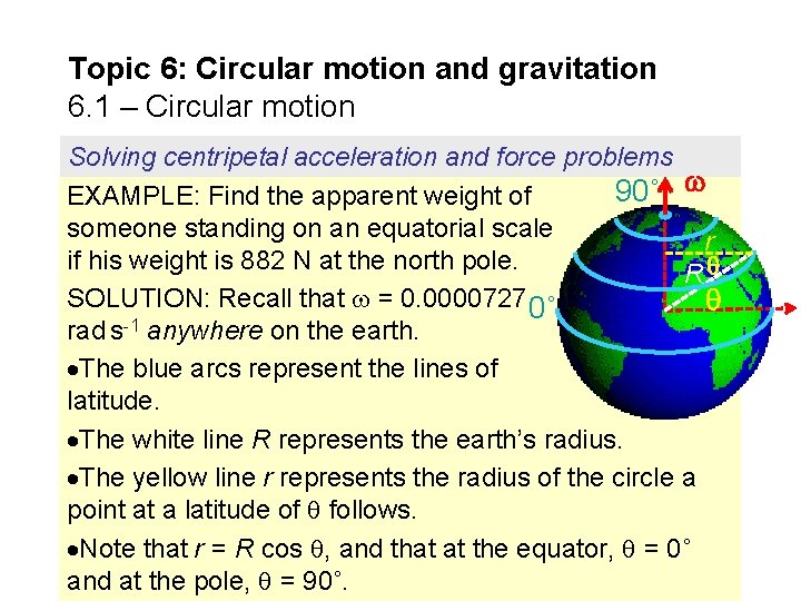 Topic 6: Circular motion and gravitation 6. 1 – Circular motion Solving centripetal acceleration