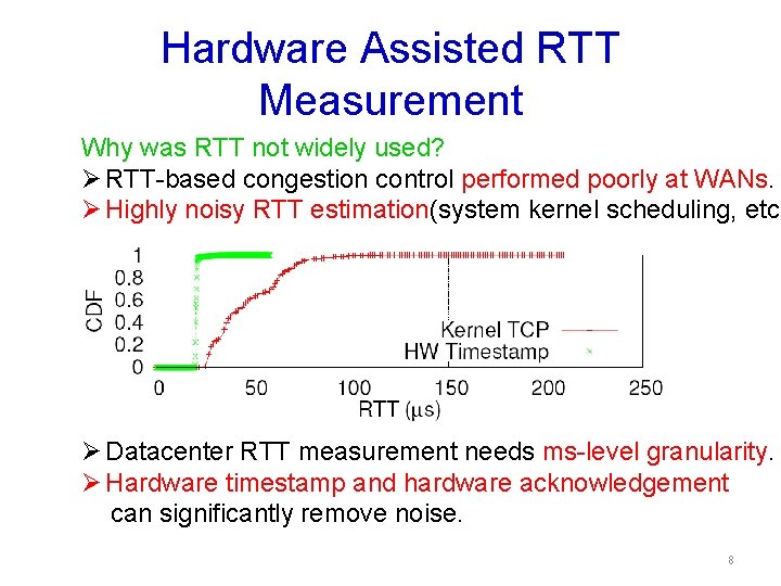 Hardware Assisted RTT Measurement Why was RTT not widely used? Ø RTT-based congestion control