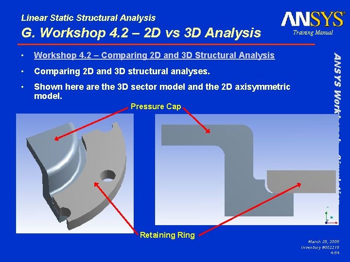 Linear Static Structural Analysis G. Workshop 4. 2 – 2 D vs 3 D