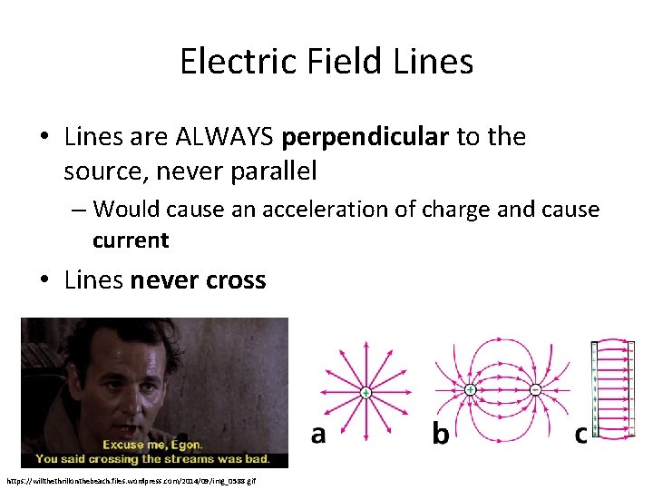 Electric Field Lines • Lines are ALWAYS perpendicular to the source, never parallel –