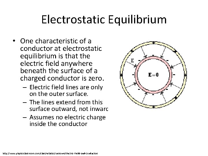 Electrostatic Equilibrium • One characteristic of a conductor at electrostatic equilibrium is that the