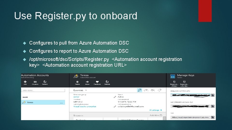 Use Register. py to onboard Configures to pull from Azure Automation DSC Configures to