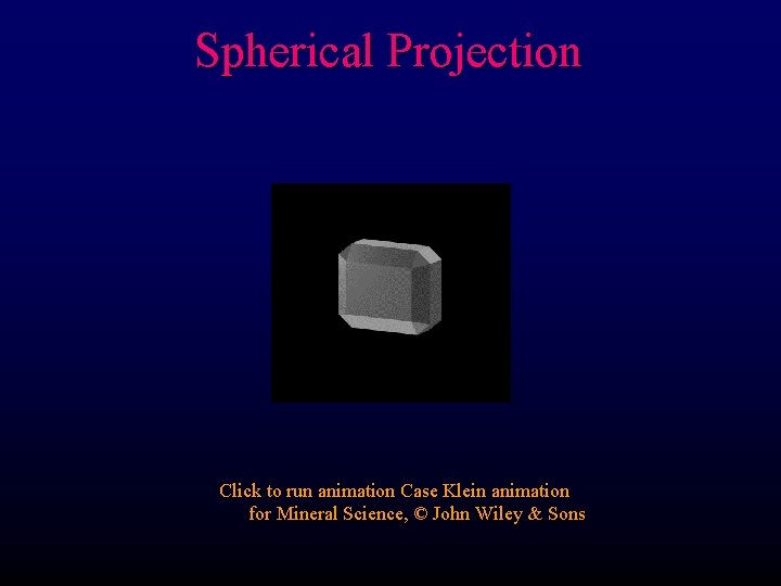 Spherical Projection Click to run animation Case Klein animation for Mineral Science, © John