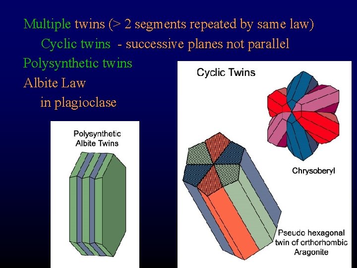 Multiple twins (> 2 segments repeated by same law) Cyclic twins - successive planes
