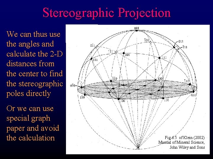 Stereographic Projection We can thus use the angles and calculate the 2 -D distances