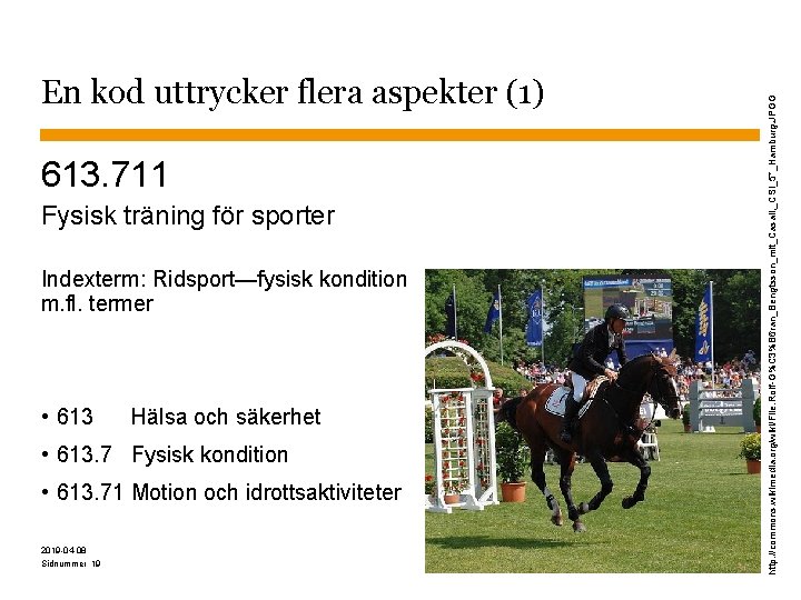 613. 711 Fysisk träning för sporter Indexterm: Ridsport—fysisk kondition m. fl. termer • 613