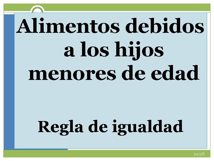 21 Alimentos debidos a los hijos menores de edad Regla de igualdad 22: 28