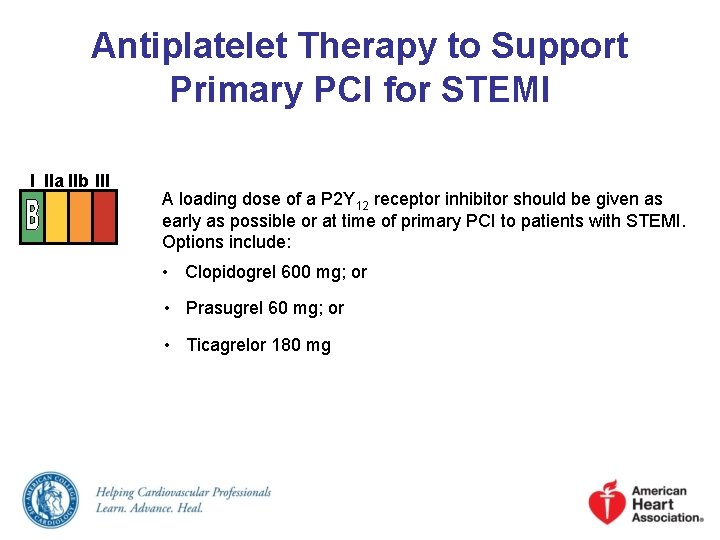 Antiplatelet Therapy to Support Primary PCI for STEMI I IIa IIb III A loading