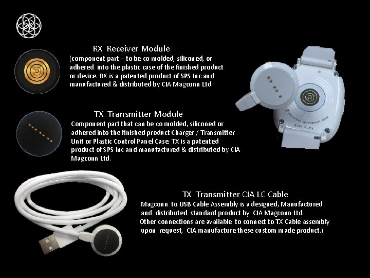 RX Receiver Module (component part – to be co molded, siliconed, or adhered into