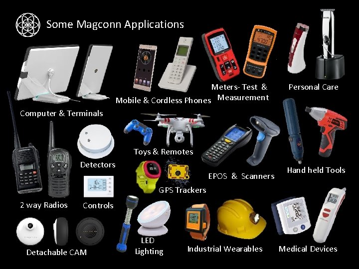 Some Magconn Applications Meters- Test & Mobile & Cordless Phones Measurement Personal Care Computer