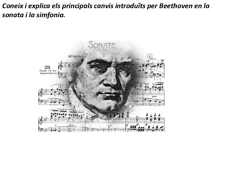 Coneix i explica els principals canvis introduïts per Beethoven en la sonata i la