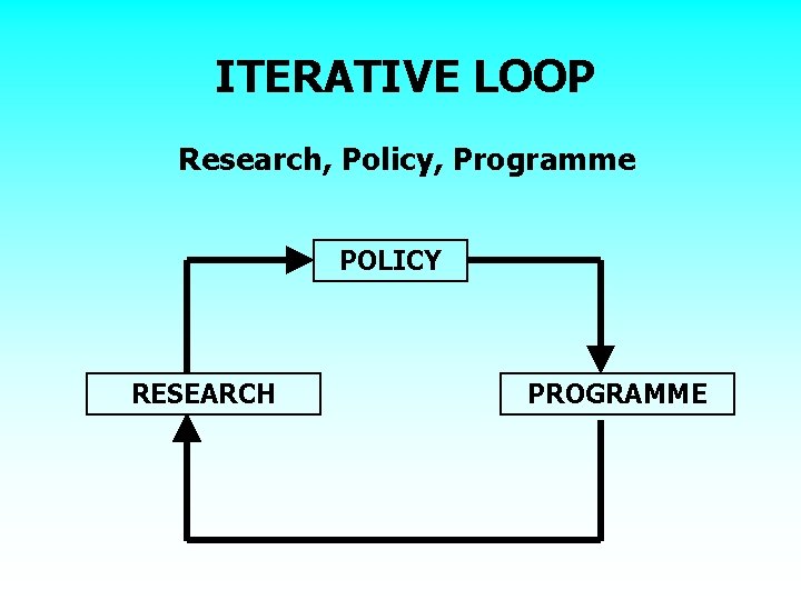 ITERATIVE LOOP Research, Policy, Programme POLICY RESEARCH PROGRAMME 