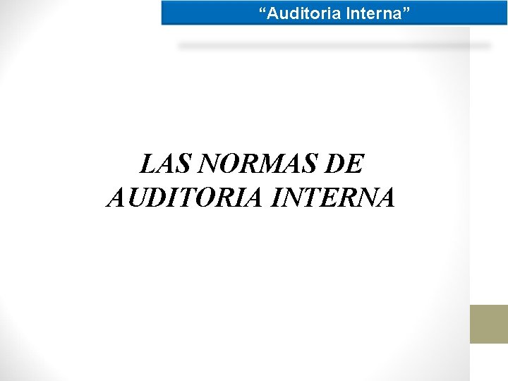 “Auditoria Interna” LAS NORMAS DE AUDITORIA INTERNA 