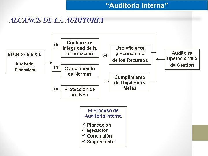 “Auditoria Interna” ALCANCE DE LA AUDITORIA (1) Estudio del S. C. I. Auditoria Financiera