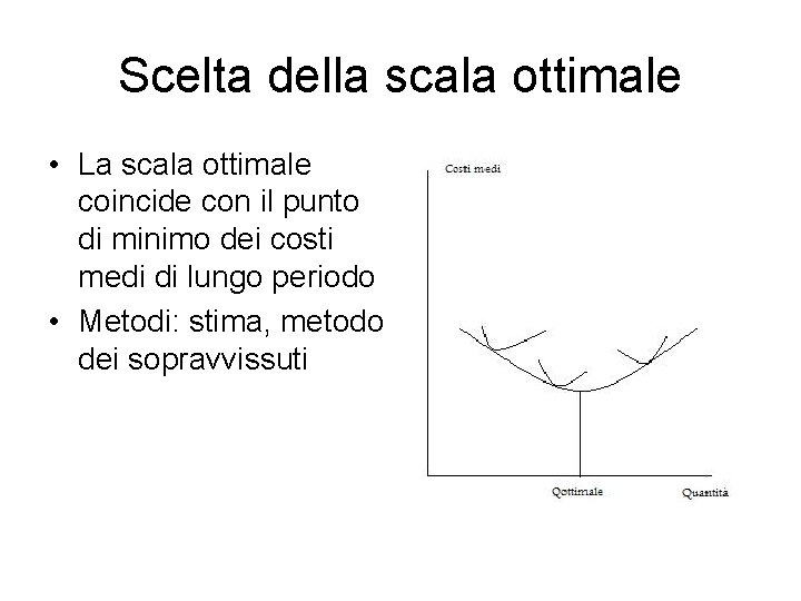 Scelta della scala ottimale • La scala ottimale coincide con il punto di minimo