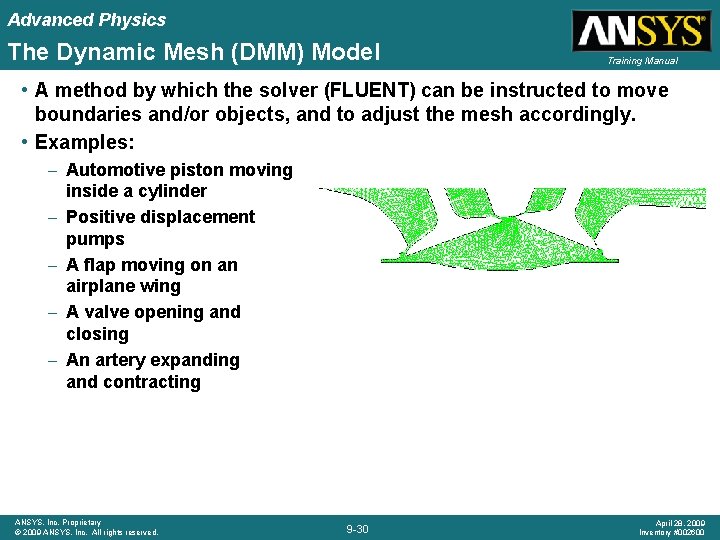 Advanced Physics The Dynamic Mesh (DMM) Model Training Manual • A method by which Advanced Physics The Dynamic Mesh (DMM) Model Training Manual • A method by which