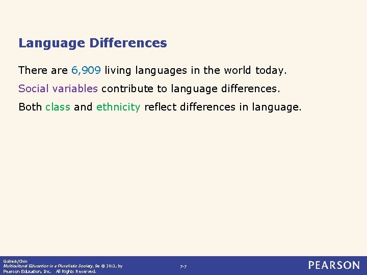 Language Differences There are 6, 909 living languages in the world today. Social variables