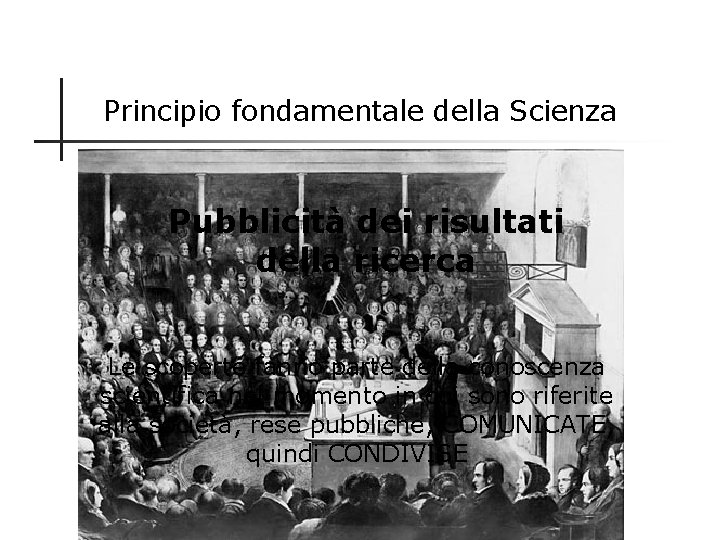 Principio fondamentale della Scienza Pubblicità dei risultati della ricerca Le scoperte fanno parte della