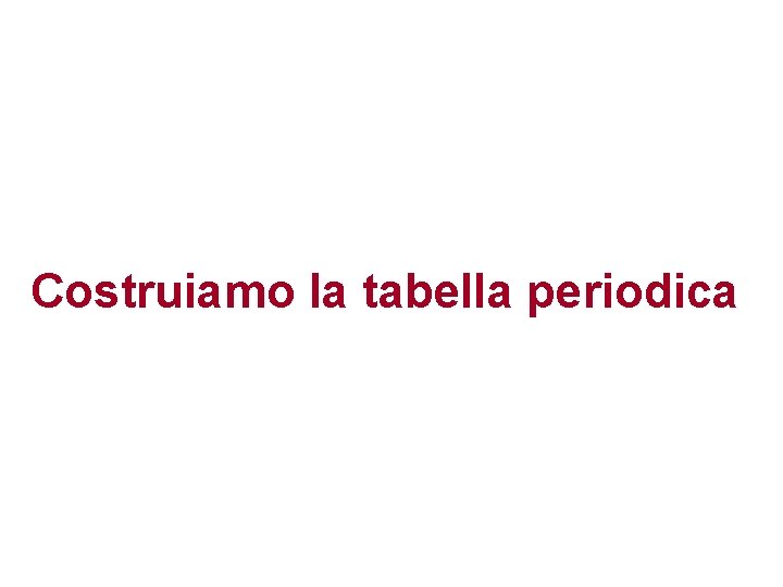 Costruiamo la tabella periodica Costruiamo la tabella periodica