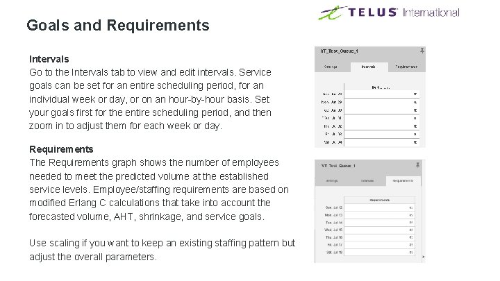 Goals and Requirements Intervals Go to the Intervals tab to view and edit intervals. Goals and Requirements Intervals Go to the Intervals tab to view and edit intervals.