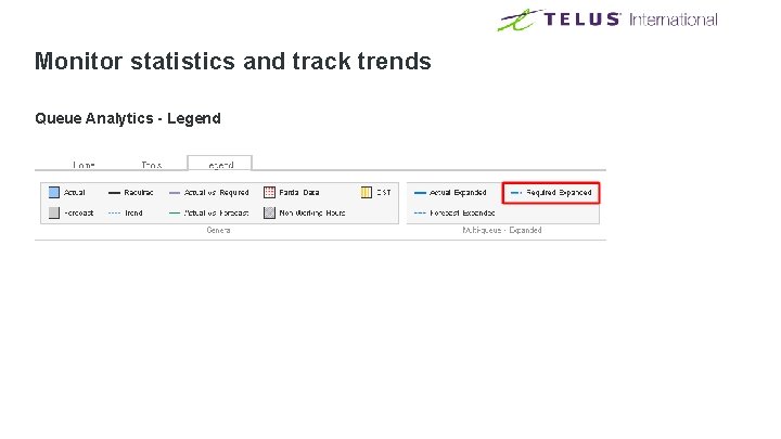 Monitor statistics and track trends Queue Analytics - Legend Monitor statistics and track trends Queue Analytics - Legend