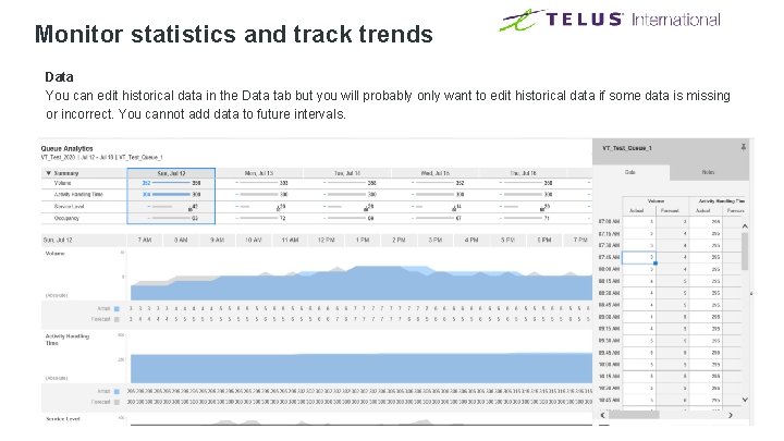 Monitor statistics and track trends Data You can edit historical data in the Data Monitor statistics and track trends Data You can edit historical data in the Data
