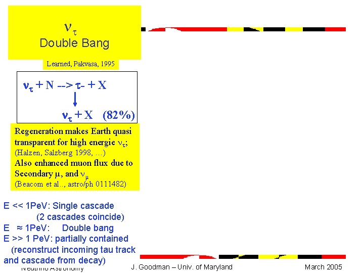  Double Bang Learned, Pakvasa, 1995 t + N --> t- + X t