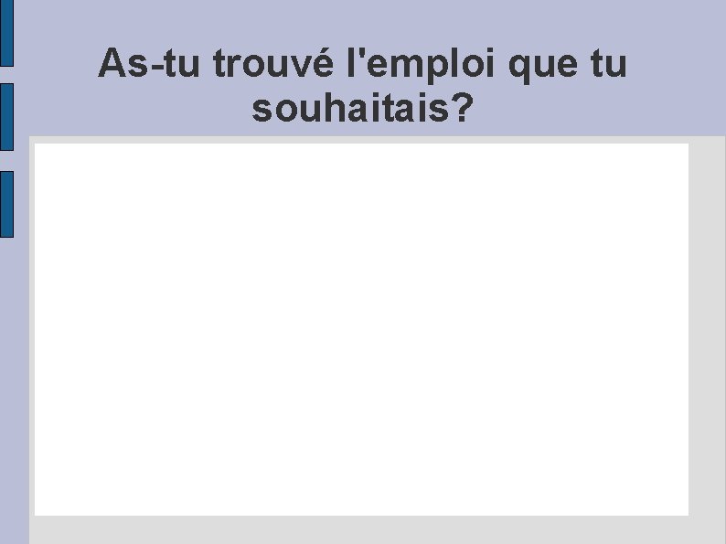 As-tu trouvé l'emploi que tu souhaitais? 