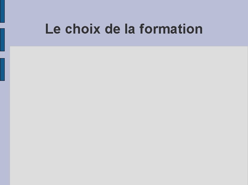 Le choix de la formation 