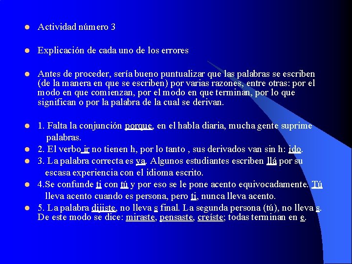 l Actividad número 3 l Explicación de cada uno de los errores l Antes