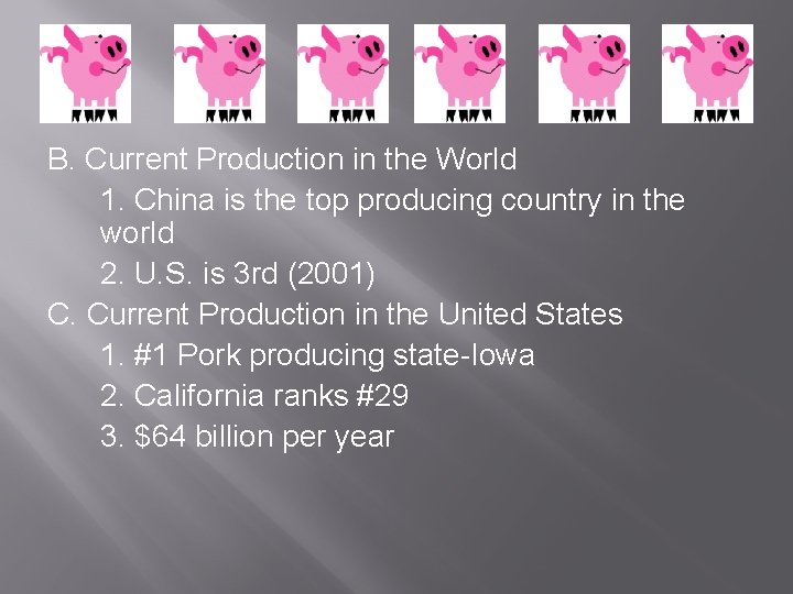 B. Current Production in the World 1. China is the top producing country in