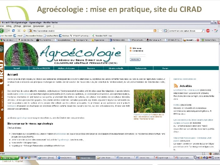 Agroécologie : mise en pratique, site du CIRAD 11 