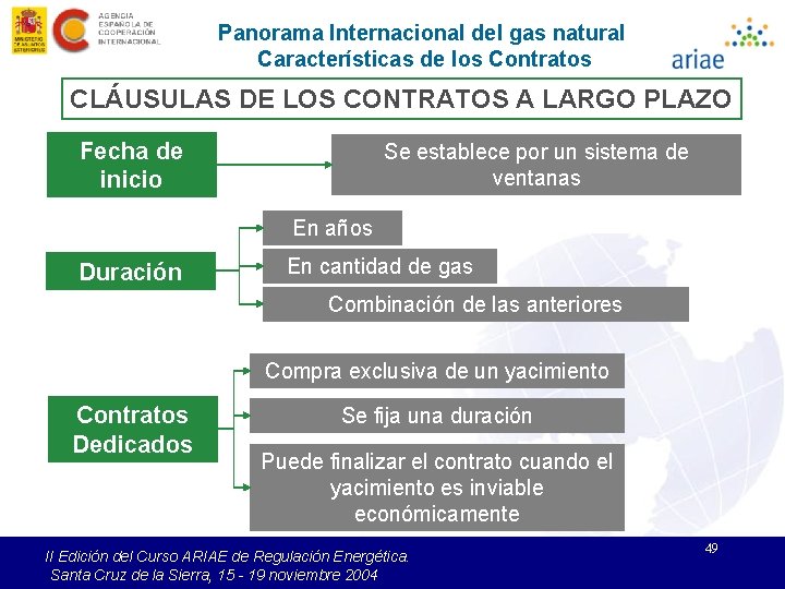 Panorama Internacional del gas natural Características de los Contratos CLÁUSULAS DE LOS CONTRATOS A