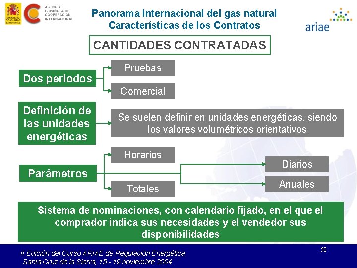 Panorama Internacional del gas natural Características de los Contratos CANTIDADES CONTRATADAS Dos periodos Pruebas