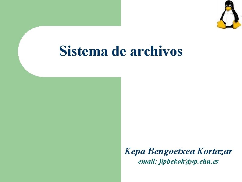 Sistema de archivos Kepa Bengoetxea Kortazar email: jipbekok@vp. ehu. es 