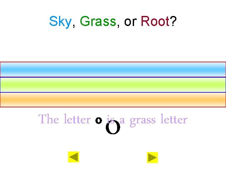 Sky, Grass, or Root? o The letter o is a grass letter 