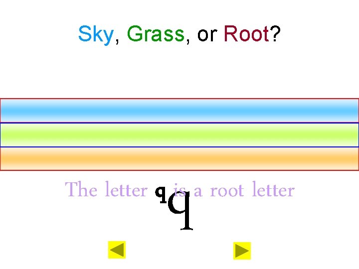 Sky, Grass, or Root? q The letter q is a root letter 