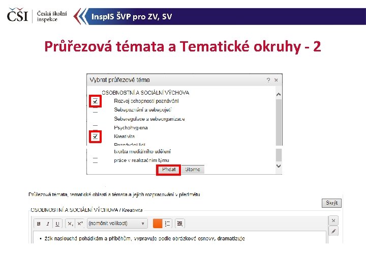 Insp. IS ŠVP pro ZV, SV Průřezová témata a Tematické okruhy - 2 