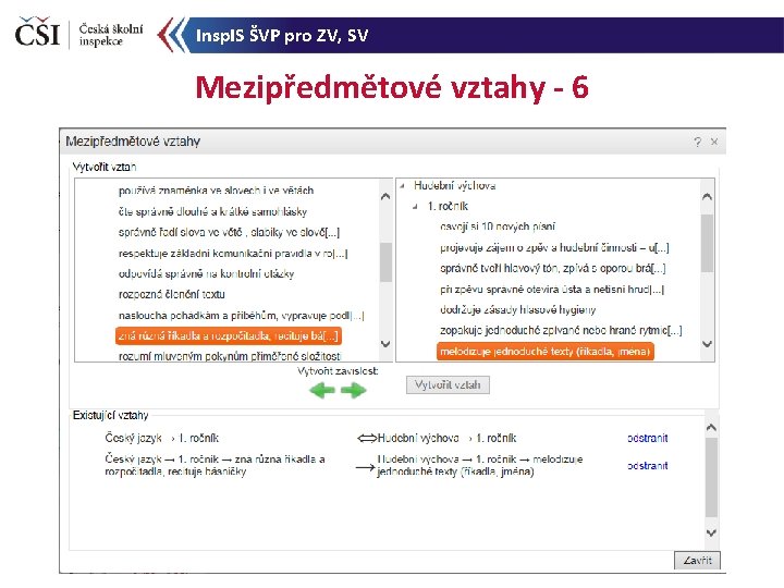 Insp. IS ŠVP pro ZV, SV Mezipředmětové vztahy - 6 