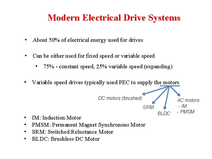 Modern Electrical Drive Systems • About 50% of electrical energy used for drives • Modern Electrical Drive Systems • About 50% of electrical energy used for drives •