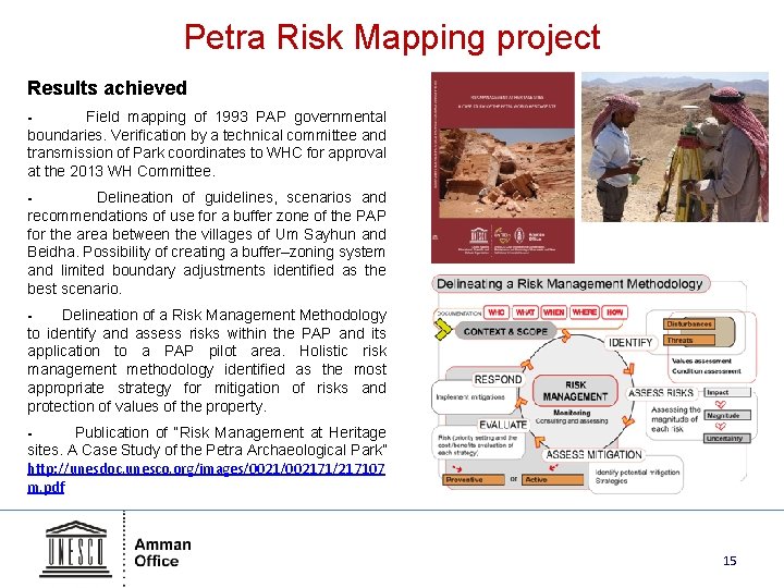 Petra Risk Mapping project Results achieved Field mapping of 1993 PAP governmental boundaries. Verification