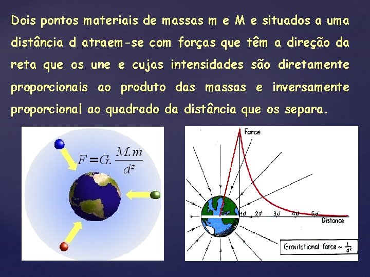 Dois pontos materiais de massas m e M e situados a uma distância d