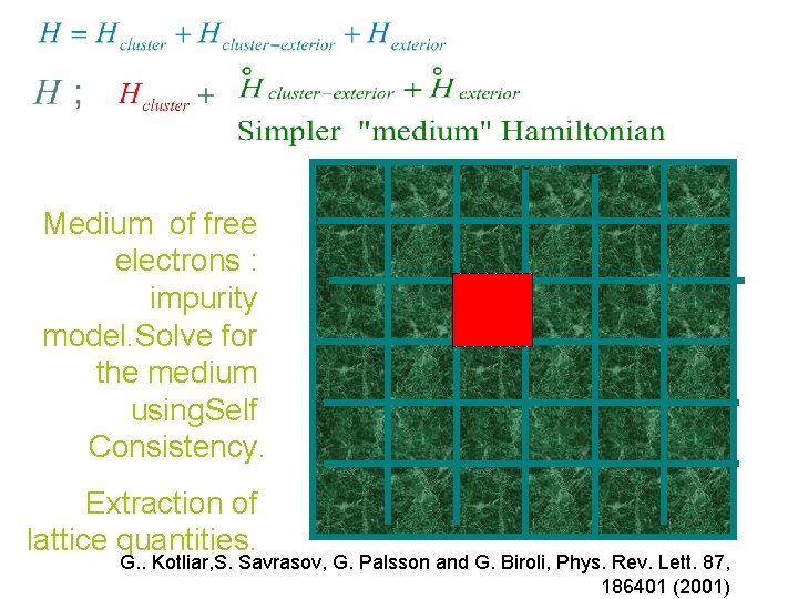 Medium of free electrons : impurity model. Solve for the medium using. Self Consistency.