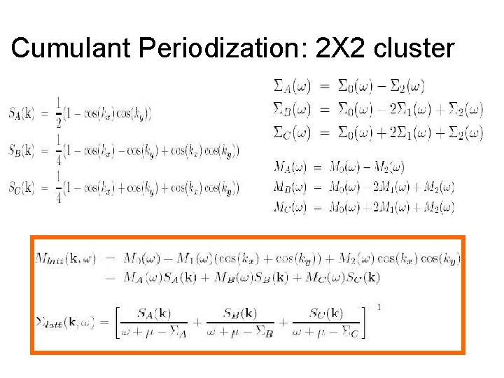 Cumulant Periodization: 2 X 2 cluster 