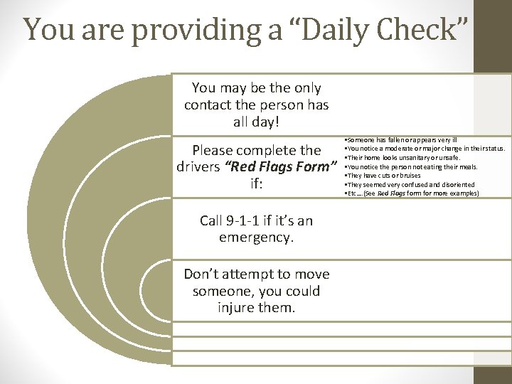 You are providing a “Daily Check” You may be the only contact the person