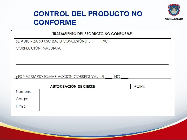 CONTROL DEL PRODUCTO NO CONFORME 