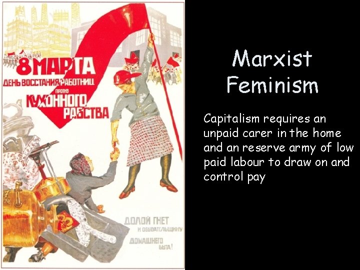 Marxist Feminism Capitalism requires an unpaid carer in the home and an reserve army