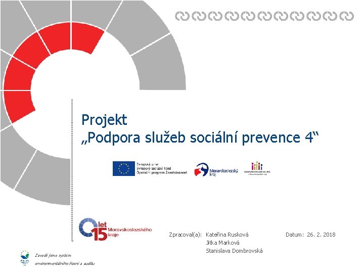 Projekt „Podpora služeb sociální prevence 4“ Zavedli jsme systém environmentálního řízení a auditu Zpracoval(a):