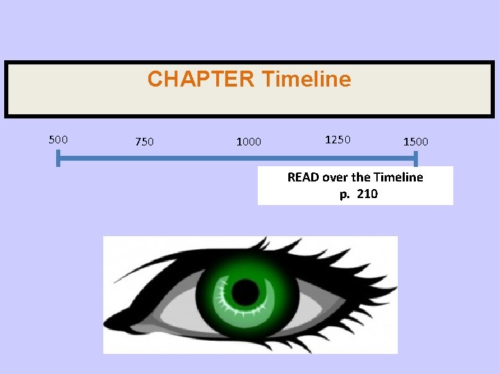 CHAPTER Timeline 500 750 1000 1250 1500 READ over the Timeline p. 210 