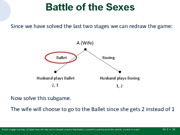 Battle of the Sexes Since we have solved the last two stages we can Battle of the Sexes Since we have solved the last two stages we can